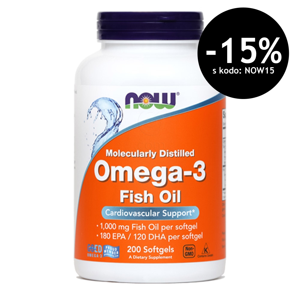 NOW Omega-3 1000 mg, kapsule (200 kapsul)