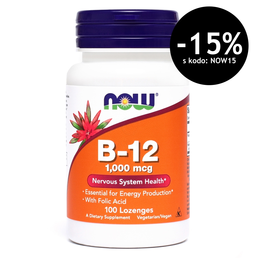 NOW Vitamin B-12 1000 µg, žvečljive tablete (100 tablet)