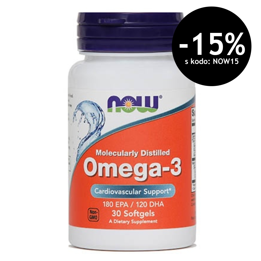 Omega-3 1000 mg NOW, 30 mehkih kapsul