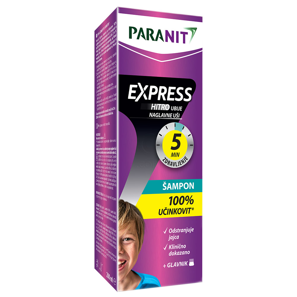Paranit Express, šampon za odstranjevanje naglavnih uši in gnid (200 ml + glavnik)