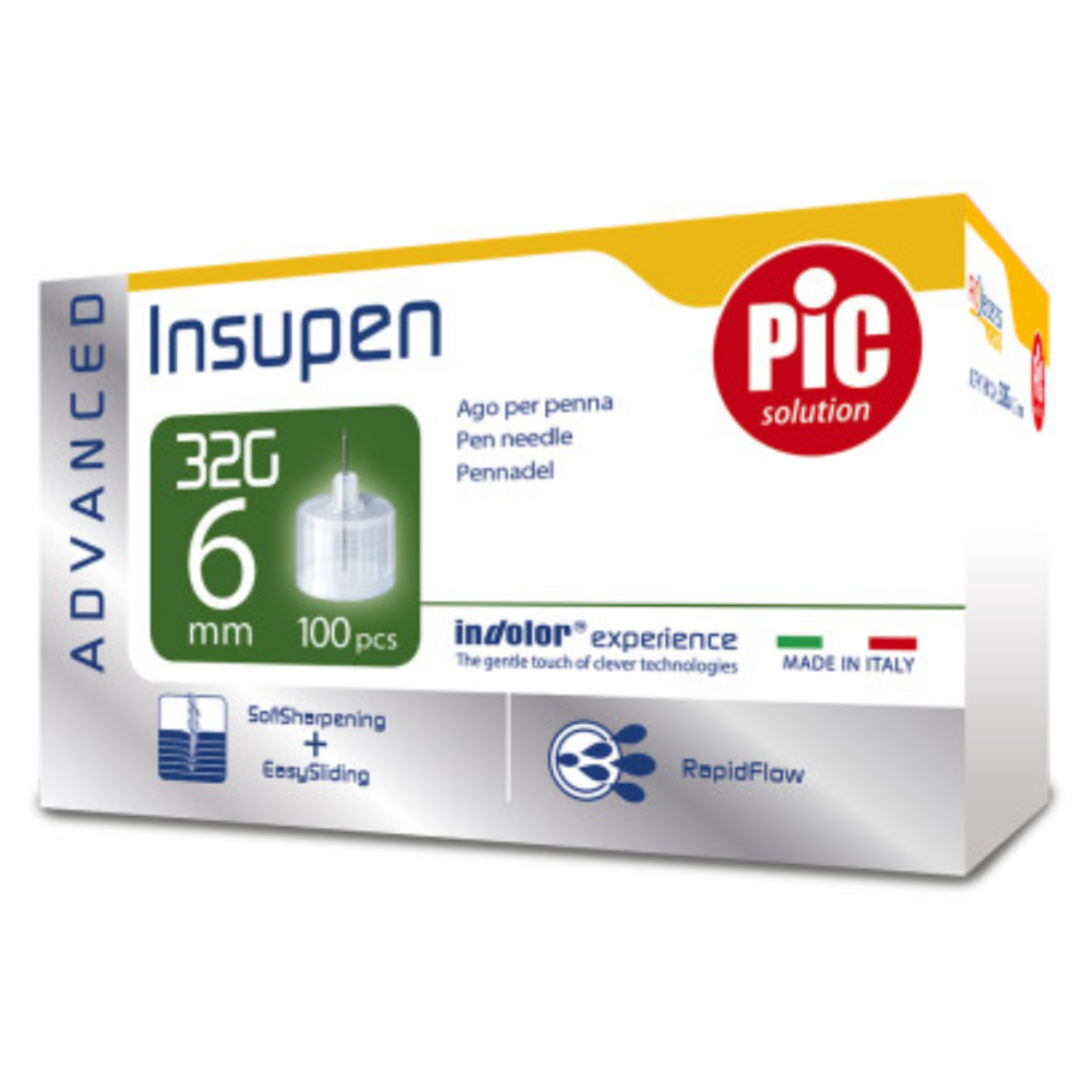 PiC Solution Insupen Advanced, igle za inzulinski peresnik G32 x 6 mm (100 igel)