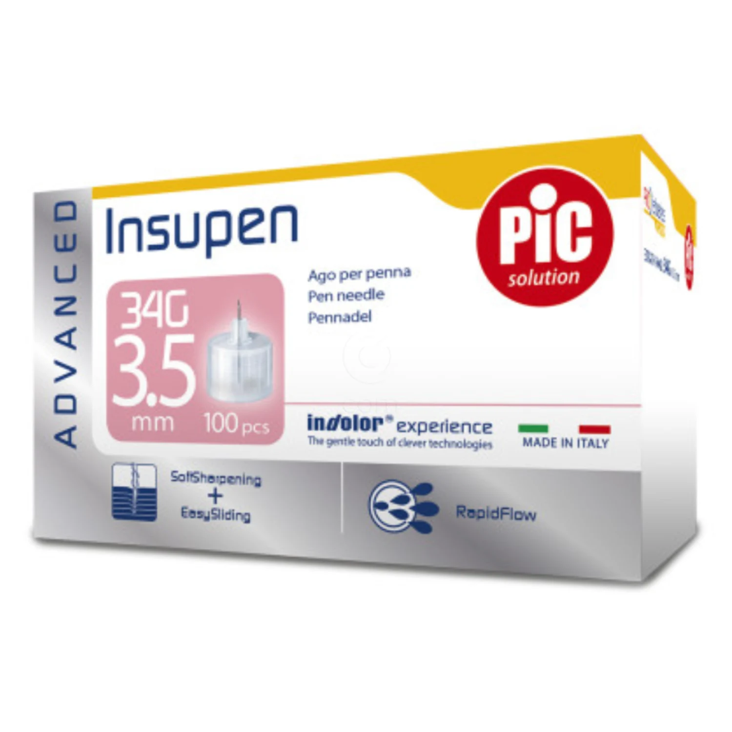 PiC Solution Insupen Advanced, igle za inzulinski peresnik G34 x 3,5 mm (100 igel)
