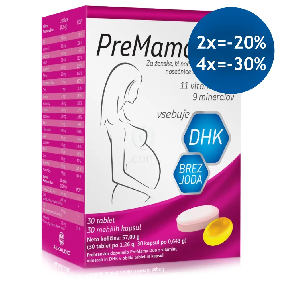 Premama Duo, tablete in kapsule (30 tablet + 30 kapsul)