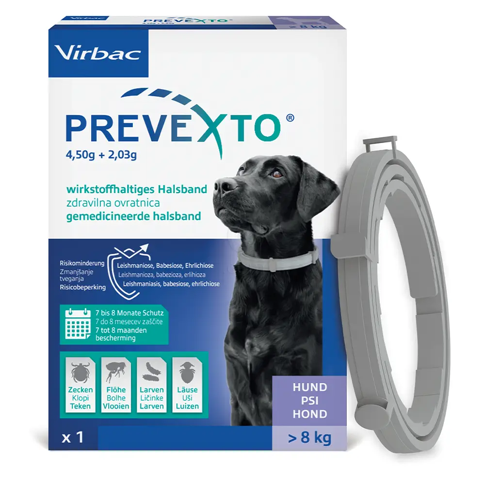 PreveXto 4,5 g + 2,03 g, zdravilna ovratnica za pse nad 8 kg (1 kos)