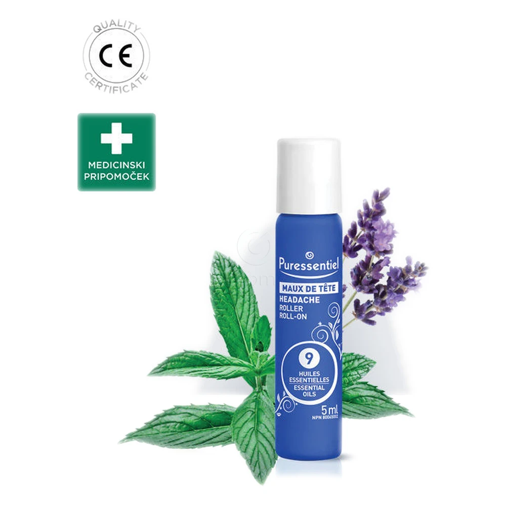 Puressentiel Migra Pure Roll-on proti glavobolu z 9 eteričnimi olji (5 ml)