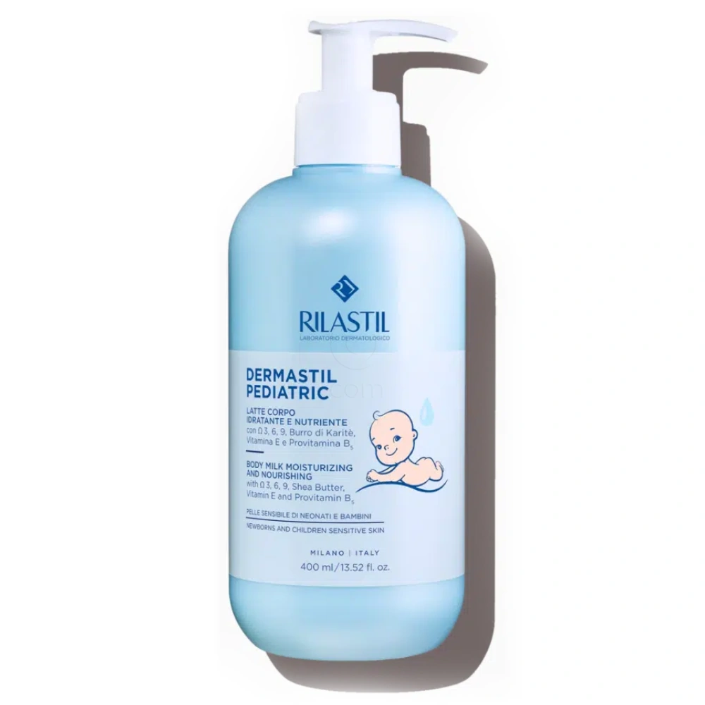 Rilastil Dermastil Pediatric, mleko za obraz in telo - plastenka s pumpico (400 ml)