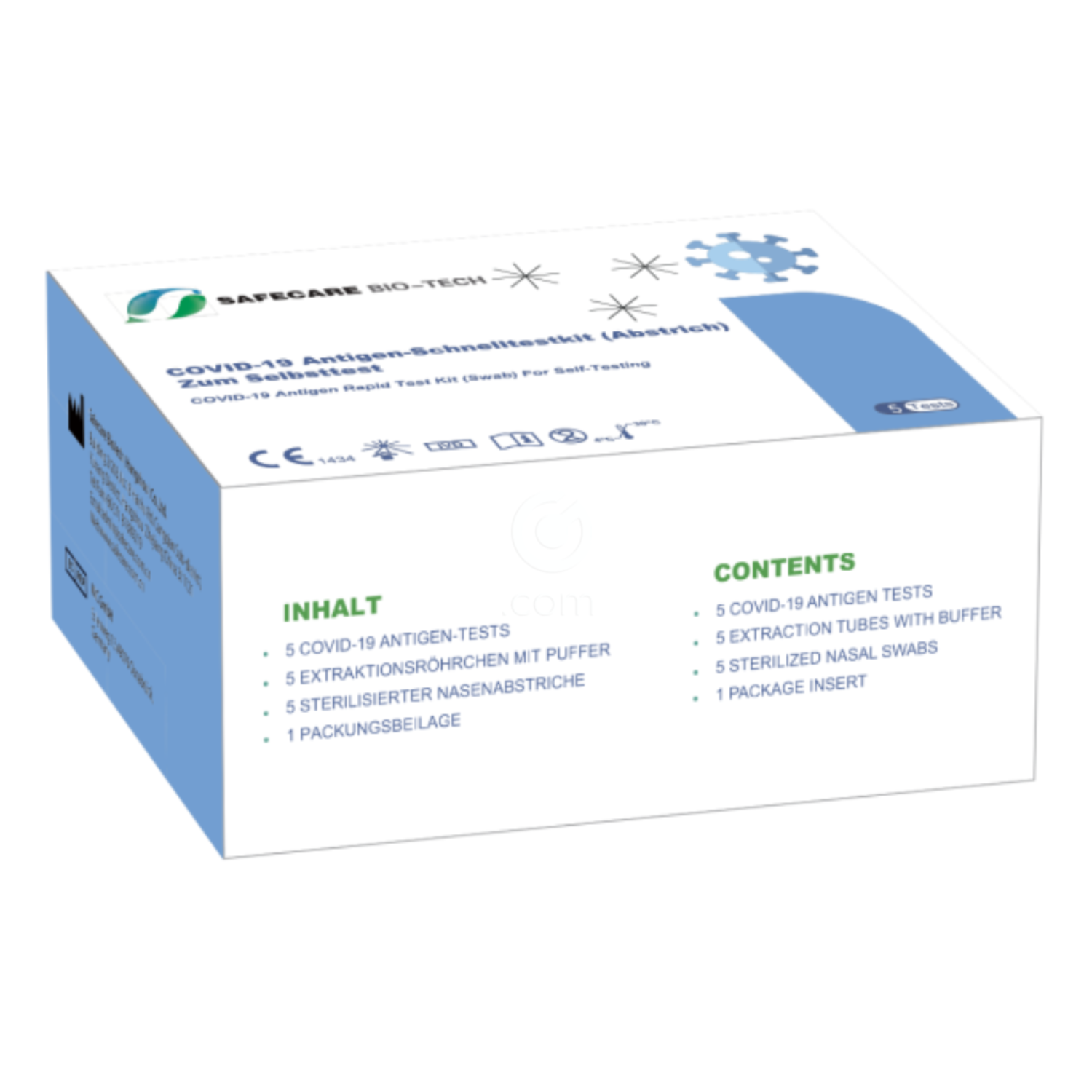 Safecare COVID-19, hitri antigenski test za samotestiranje (5 testov)