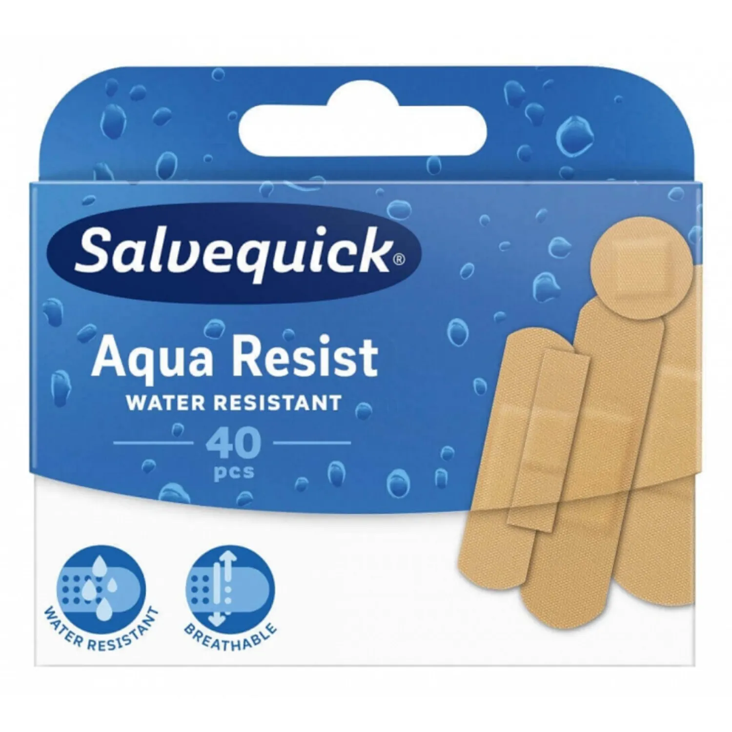 Salvequick Aqua Resist, klasični obliži - Mix (40 obližev)