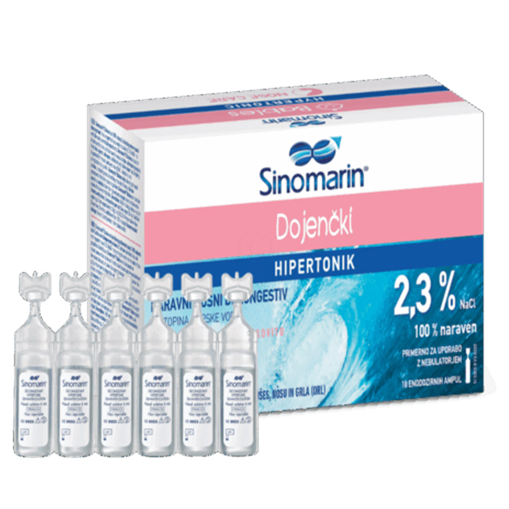 Sinomarin Dojenčki 2,3%, hipertonični nosni dekongestiv - ampule(18 x 5 ml)