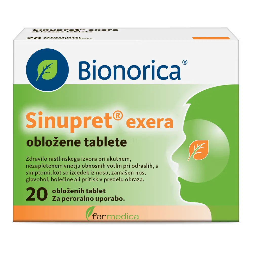 Sinupret exera, obložene tablete (20 obloženih tablet)
