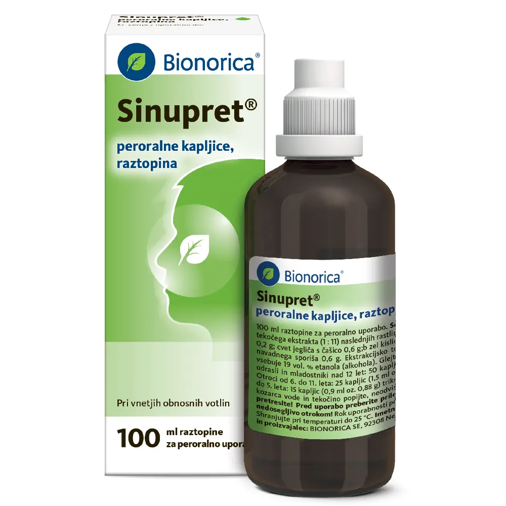 Sinupret peroralne kapljice, raztopina (100 ml)