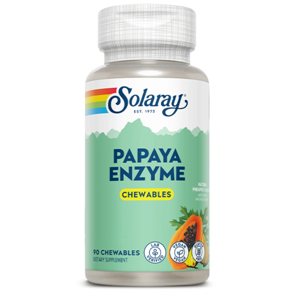 Solaray Papaya Enzyme, žvečljive tablete (90 žvečljivih tablet)