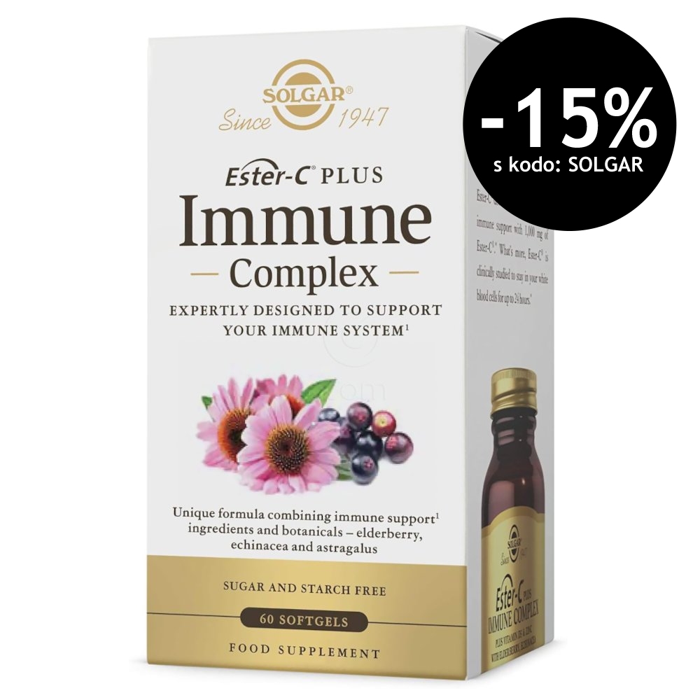 Solgar Ester-C plus Immune Complex, mehke kapsule (60 kapsul)