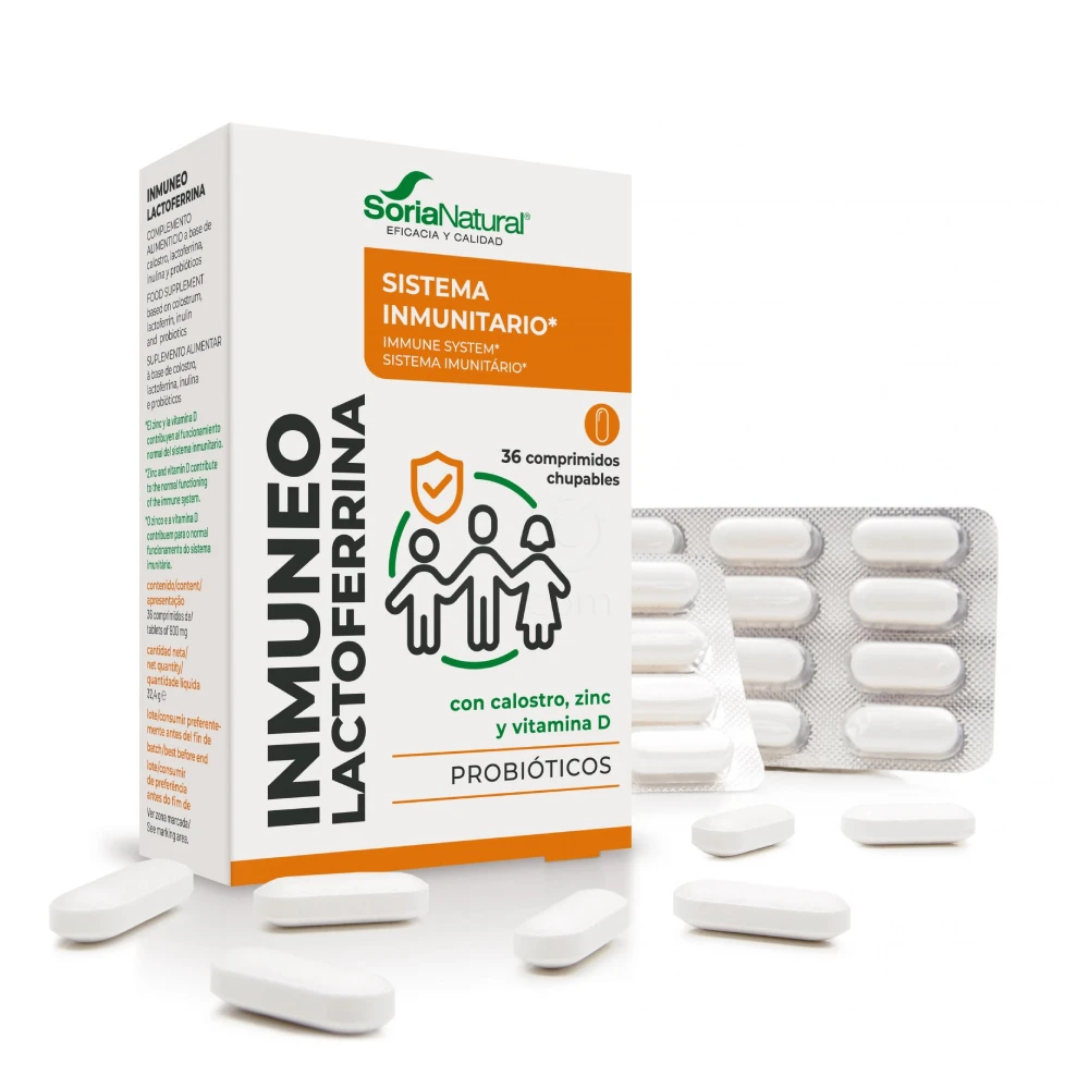 Soria Natural Inmuneo Laktoferin s kolostrumom, žvečljive tablete (36 tablet)