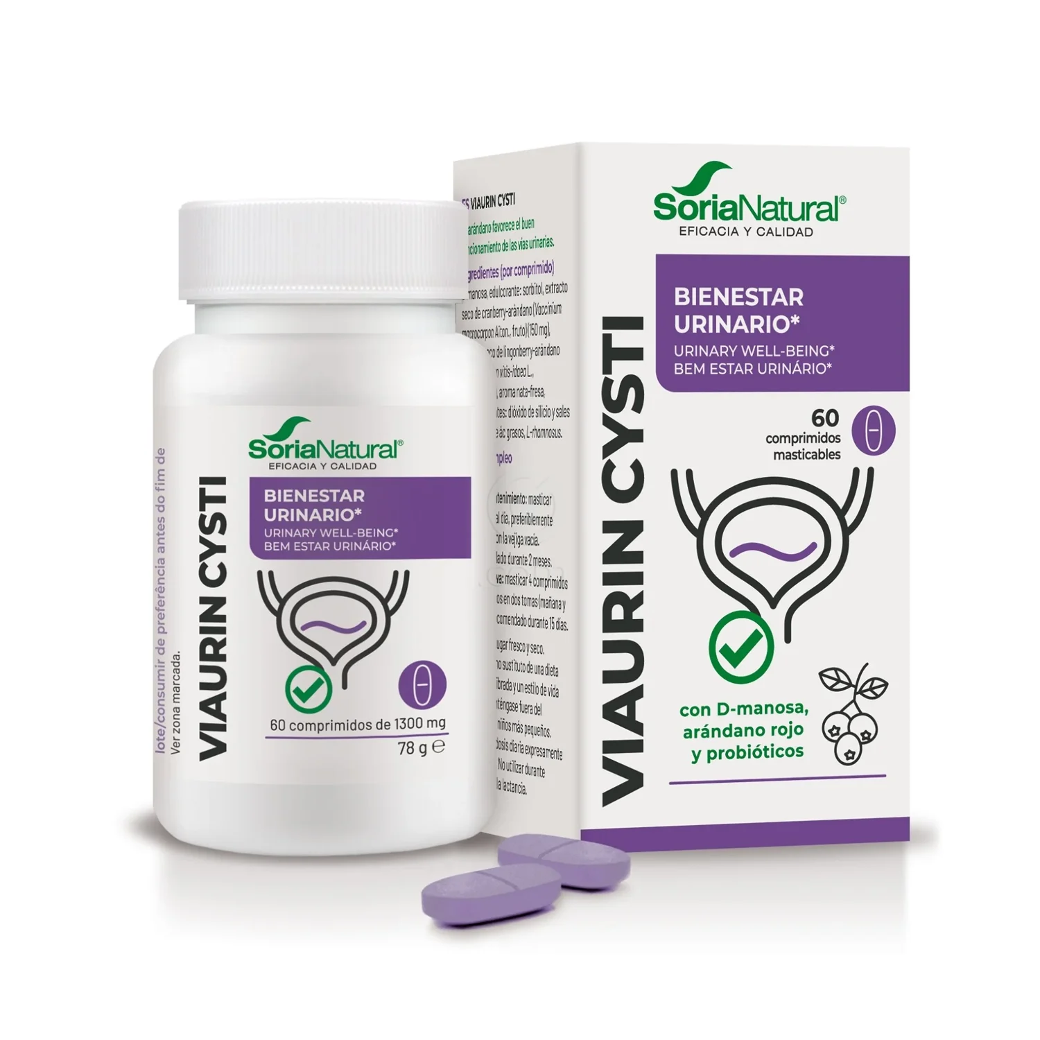 Soria Natural Viaurin Cysti, žvečljive tablete (60 tablet)