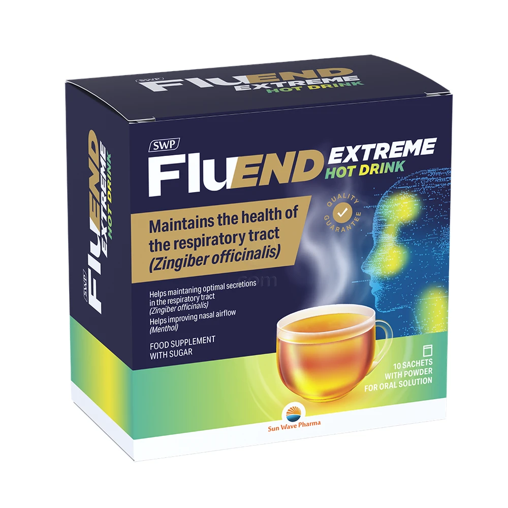 SWP FluEND Extreme Hot Drink, prašek za pripravo napitka (10 vrečk)