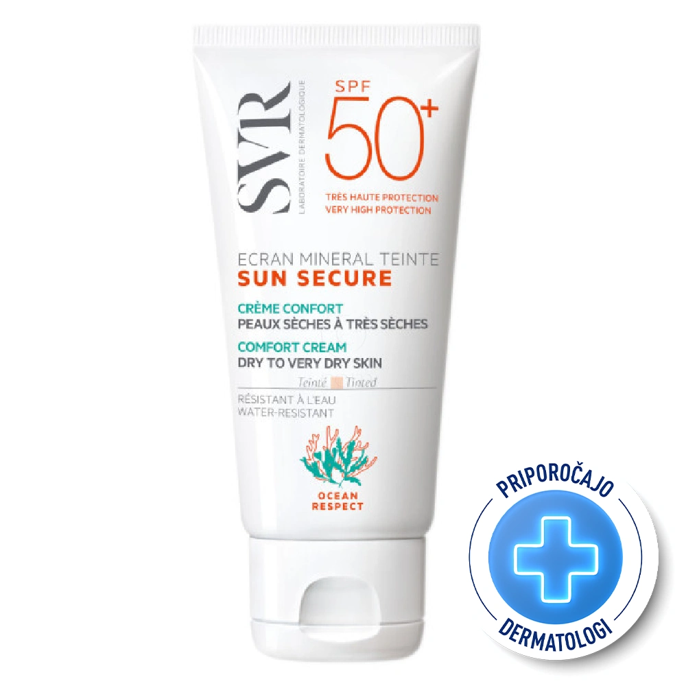 SVR Sun Secure, mineralna obarvana krema zaščita za suho kožo - ZF50+ (60 ml)