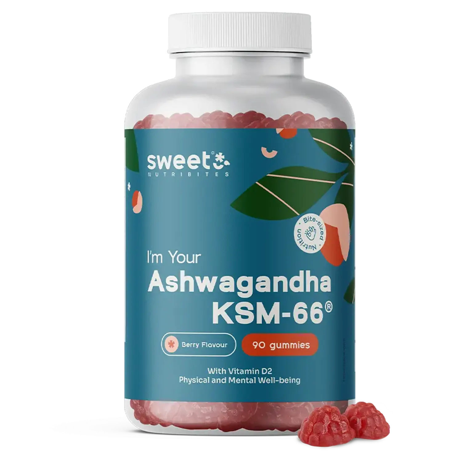 Sweet Nutribites Ašvaganda KSM-66 300 mg - prehransko dopolnilo z izvlečkom korenine ašvagande v gumijastih bonbonih