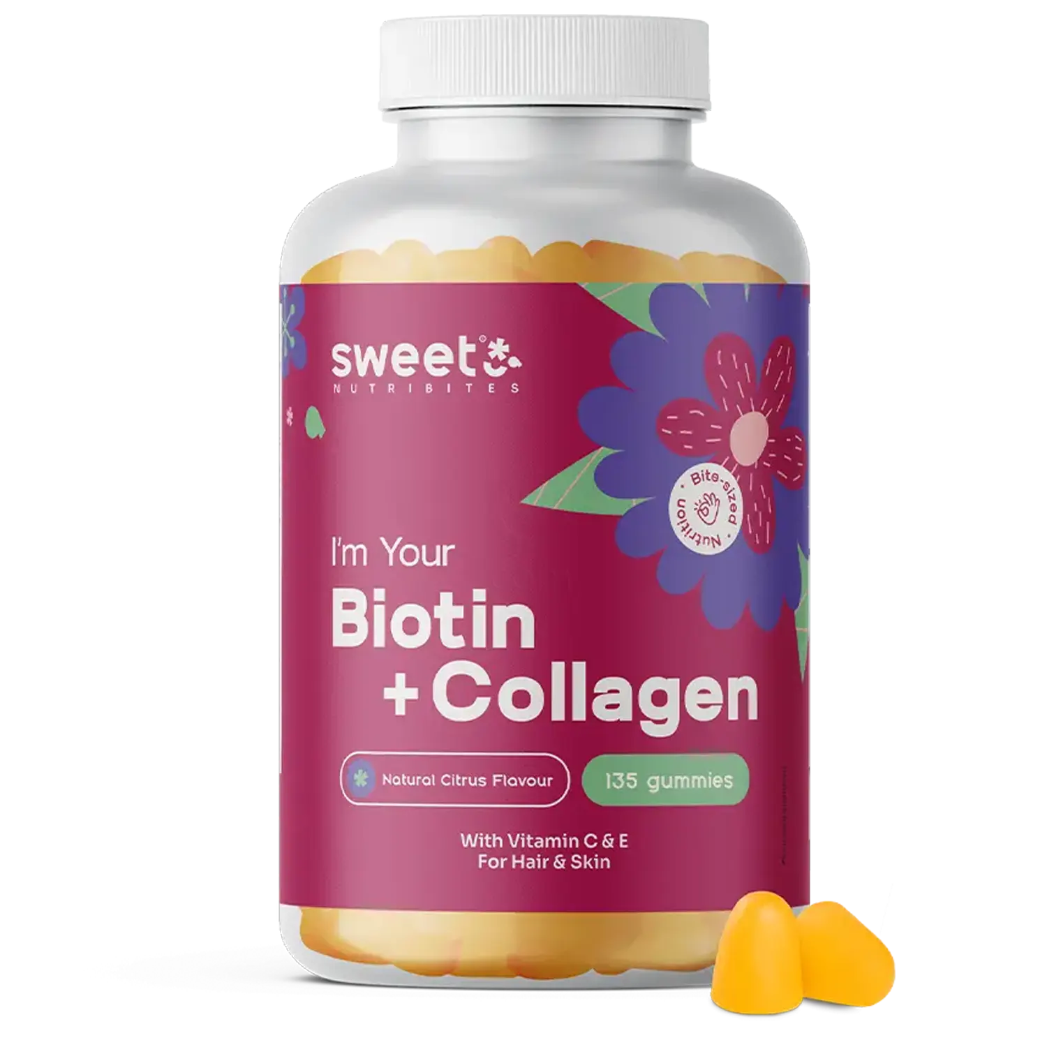 Sweet Nutribites Biotin + kolagen - prehransko dopolnilo z biotinom in kolagenom v obliki gumijastih bonbonov