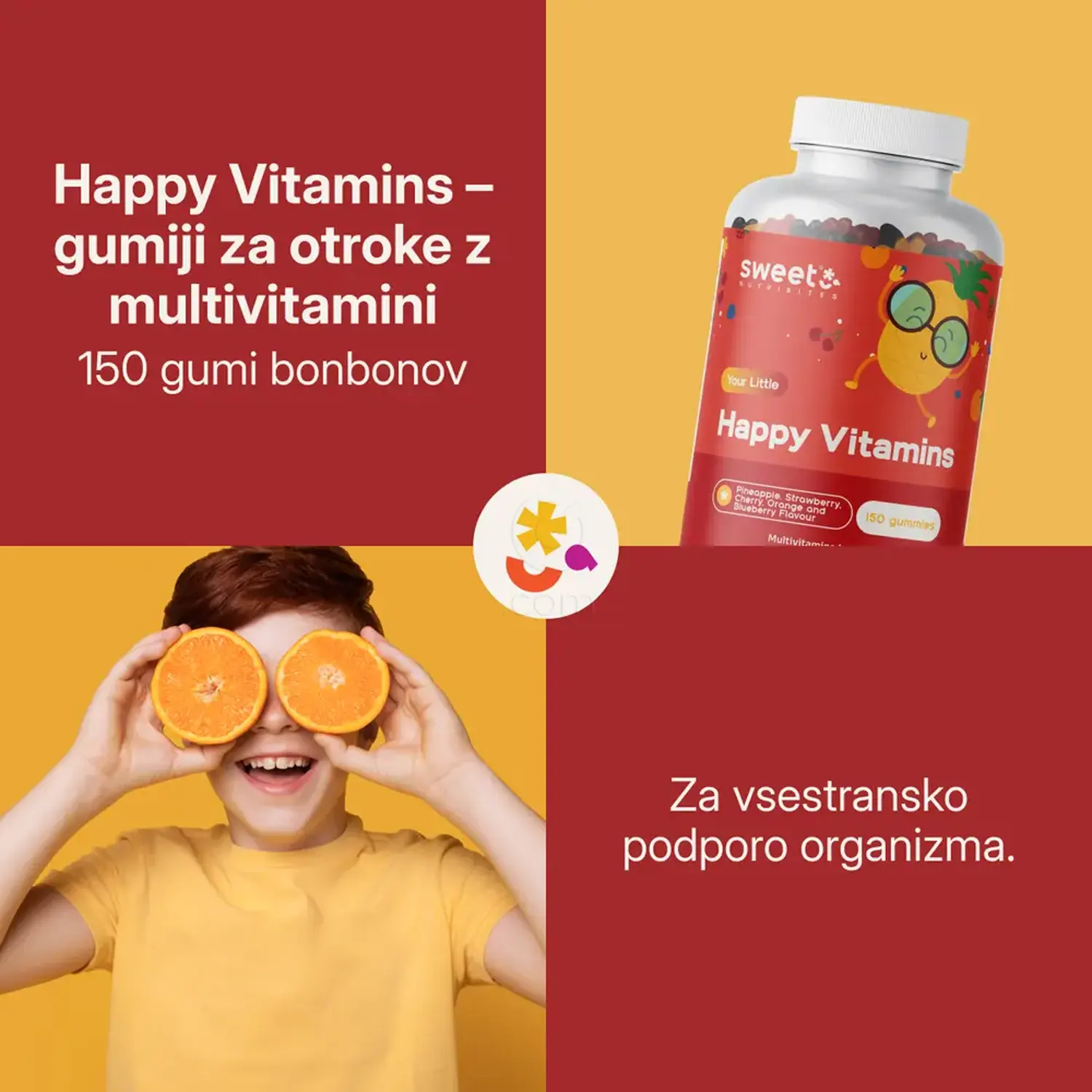 Sweet Nutribites Happy Vitamins za otroke od 3. leta - vitamin C in cink prispevata k delovanju imunskega sistema