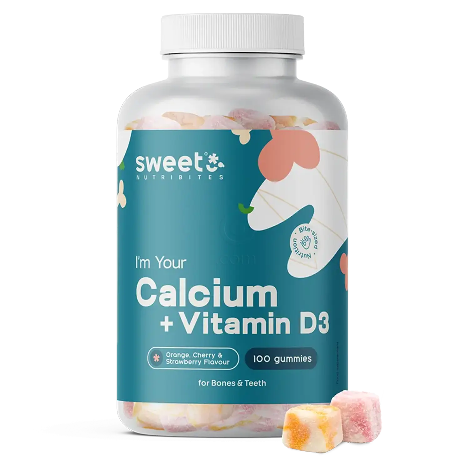 Sweet Nutribites Kalcij + vitamin D3 - prehransko dopolnilo s kalcijem in vitaminom D3 v gumijastih bonbonih