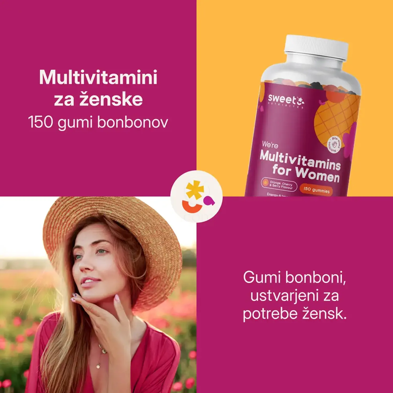 Sweet Nutribites Multivitamini za ženske, gumi bonboni (150 gumi bonbonov)