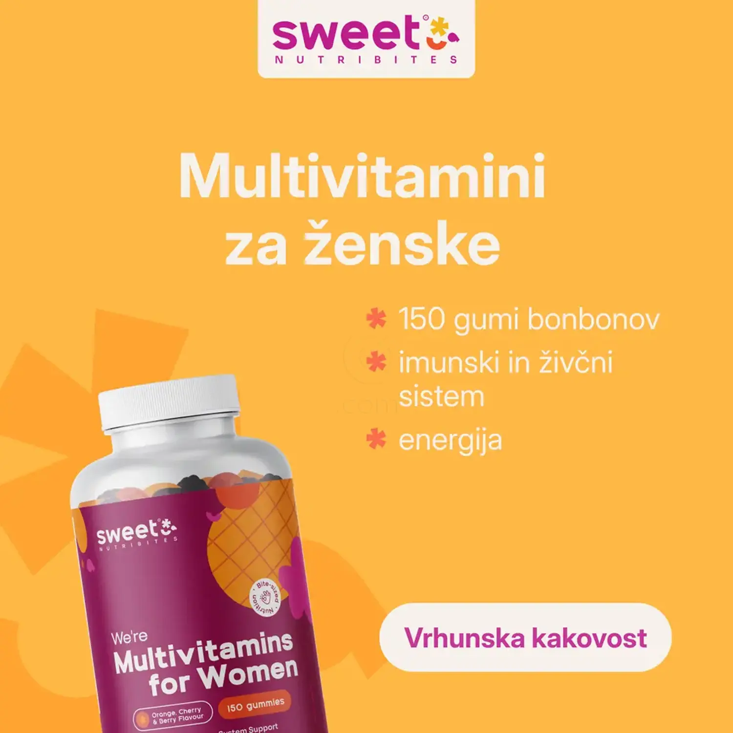 Sweet Nutribites Multivitamini za ženske - vitamin D in C prispevata k delovanju imunskega sistema