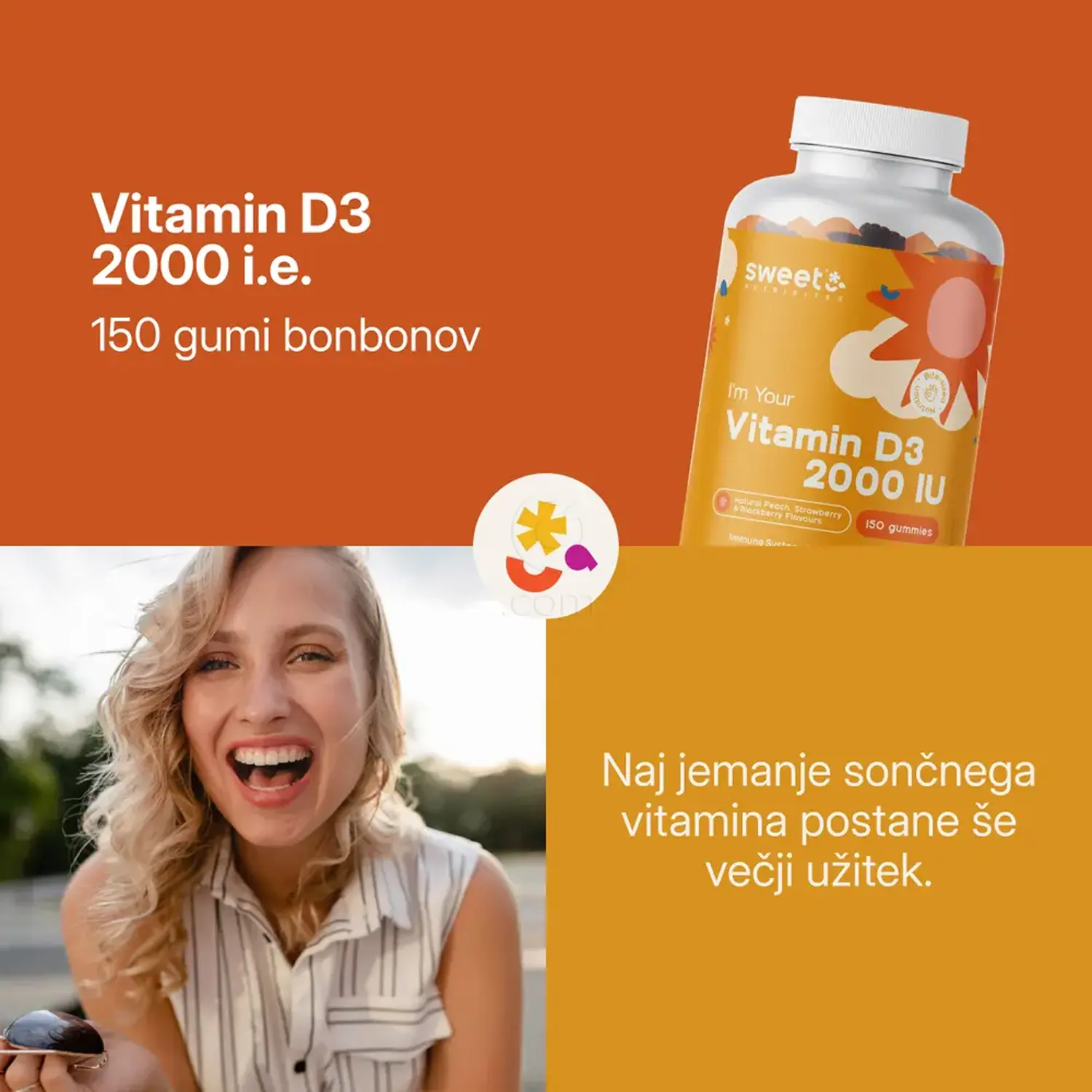 Sweet Nutribites Vitamin D3 2000 i.e. - holekalciferol 50 µg (2000 i.e.) v dnevnem odmerku za odrasle