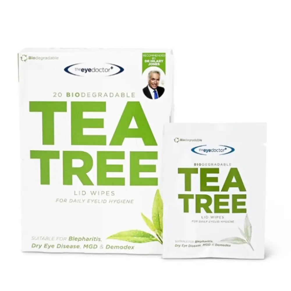 The Eye Doctor Tea Tree Eyelid, čistilni robčki za veke in trepalnice s čajevcem (20 robčkov)
