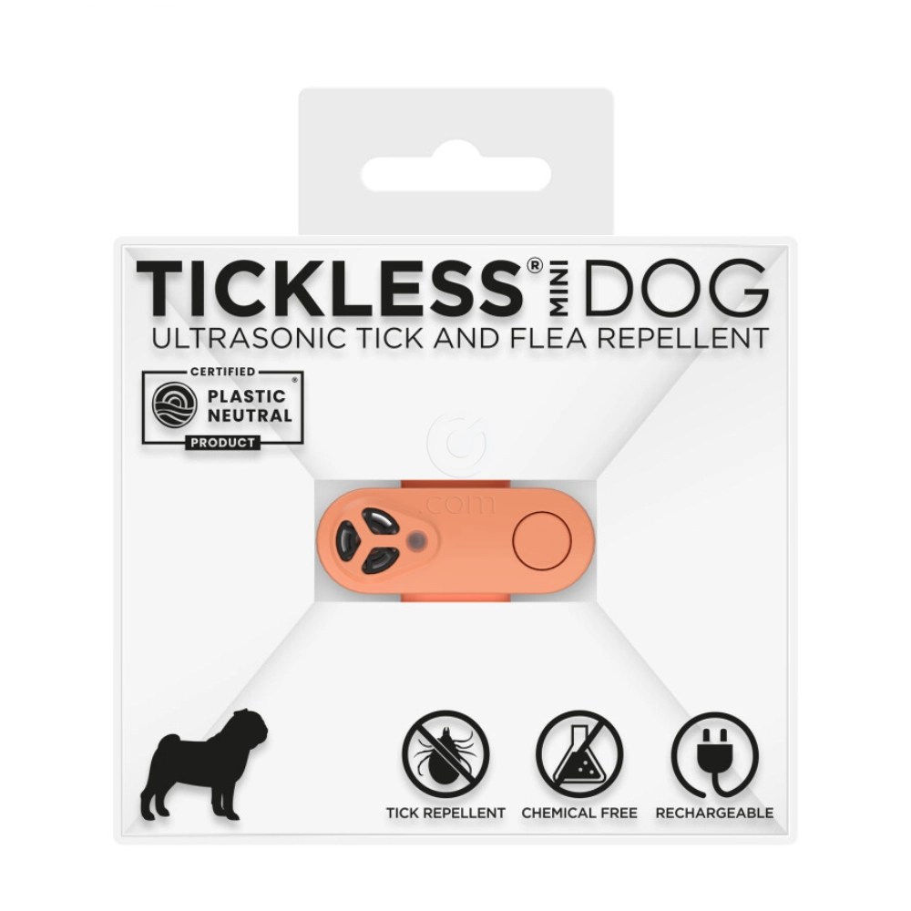 Tickless MINI, ultrazvočni odganjalec klopov in bolh za pse vseh velikosti in mačke - Mareličen (1 naprava)
