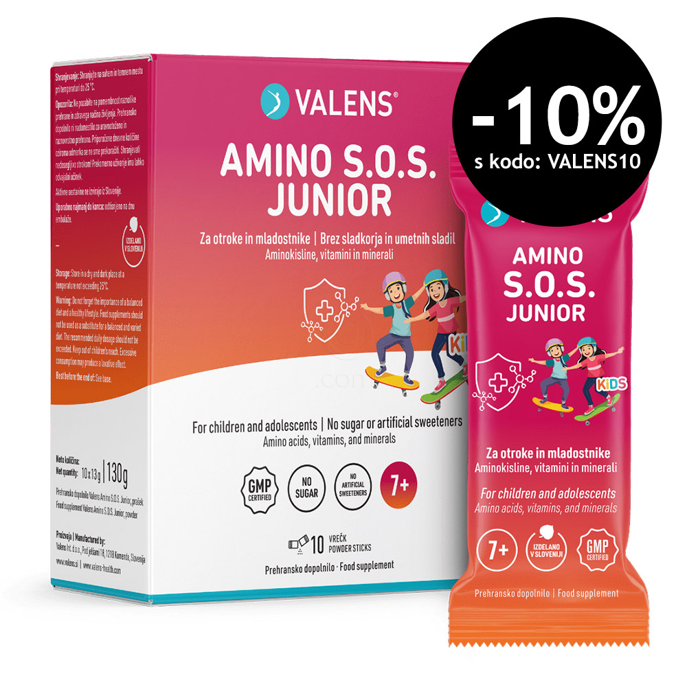 Valens Amino S.O.S. Junior, prašek za pripravo napitka (10 vrečic)