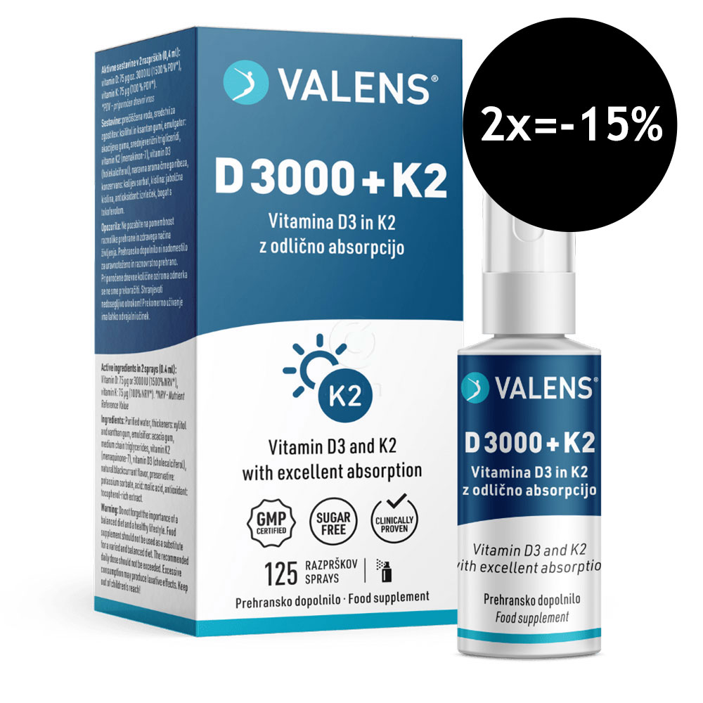Valens D 3000 + K2, ustno pršilo (25 ml)