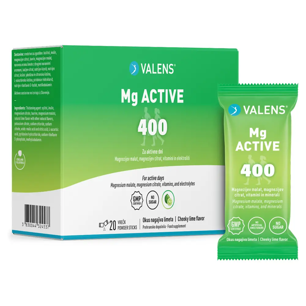 Valens Mg Active 400, prašek za pripravo napitka - vrečke (20 x 11 g)