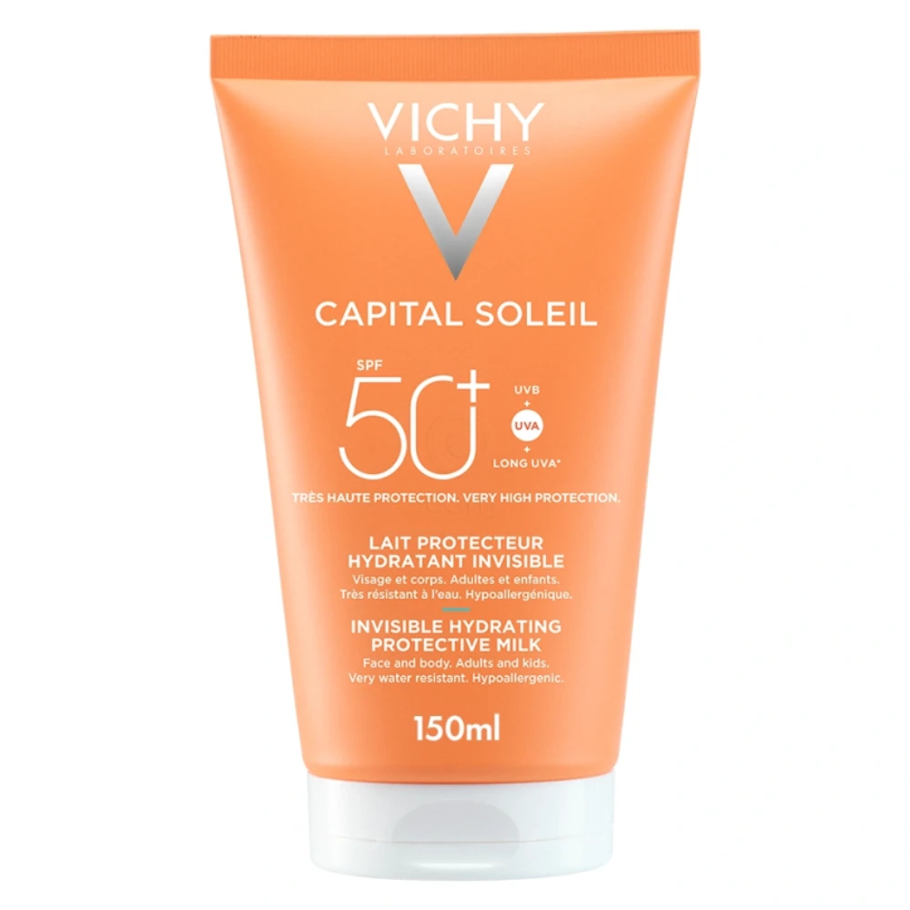 Vichy Capital Soleil, nevidno vlažilno mleko za obraz in telo - ZF50+ (150 ml)