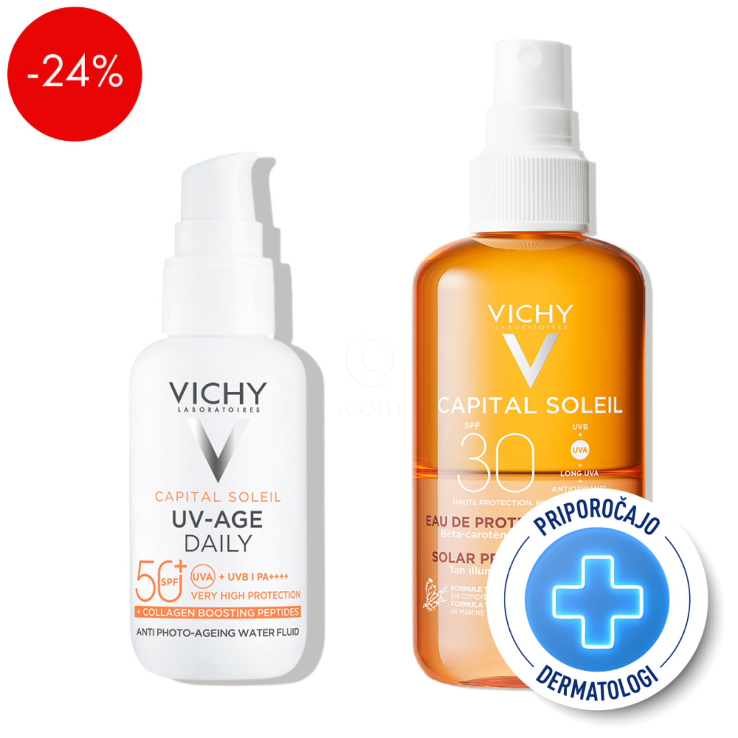 Vichy Capital Soleil, SPF protokol za zagorelo in sijočo kožo (200 ml + 40 ml)
