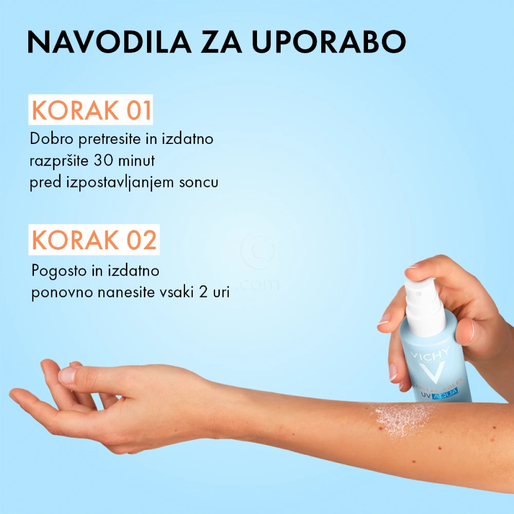 Vichy Capital Soleil UV Aqua, nevidno vlažilno pršilo za obraz in telo - ZF50 (200 ml)