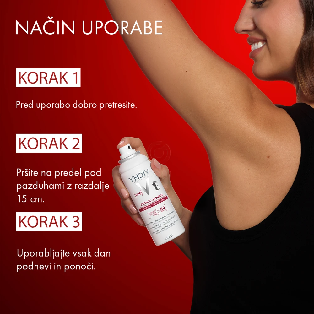 Vichy Clinical Control 96h, antiperspirant sprej proti potenju (125 ml)