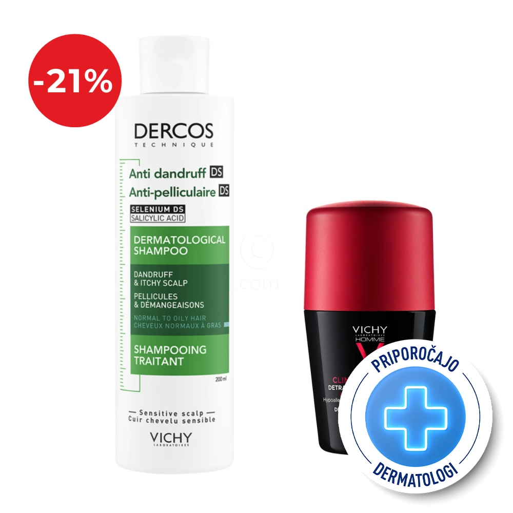 Vichy Dercos in Deo, protokol za moške (200 ml + 50 ml)