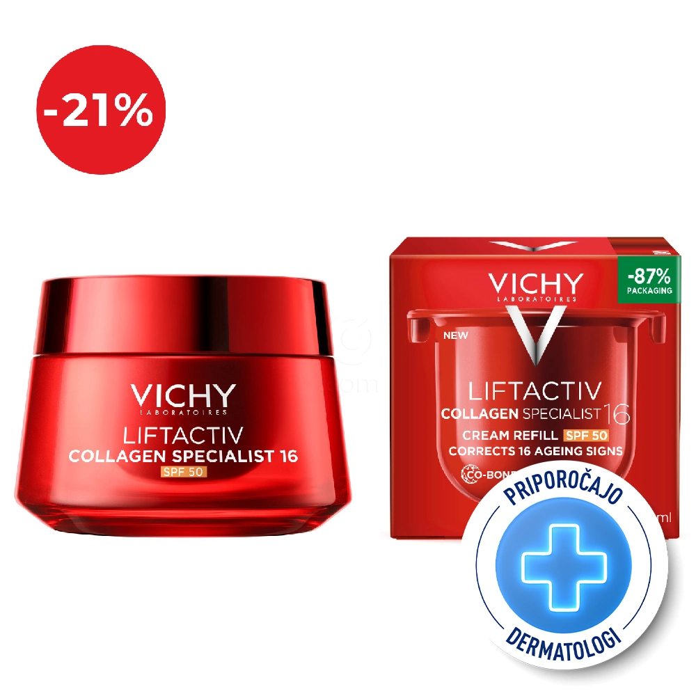 Vichy Liftactiv Collagen Specialist 16, duo protokol dnevna krema - ZF50 + refill (2 x 50 ml)