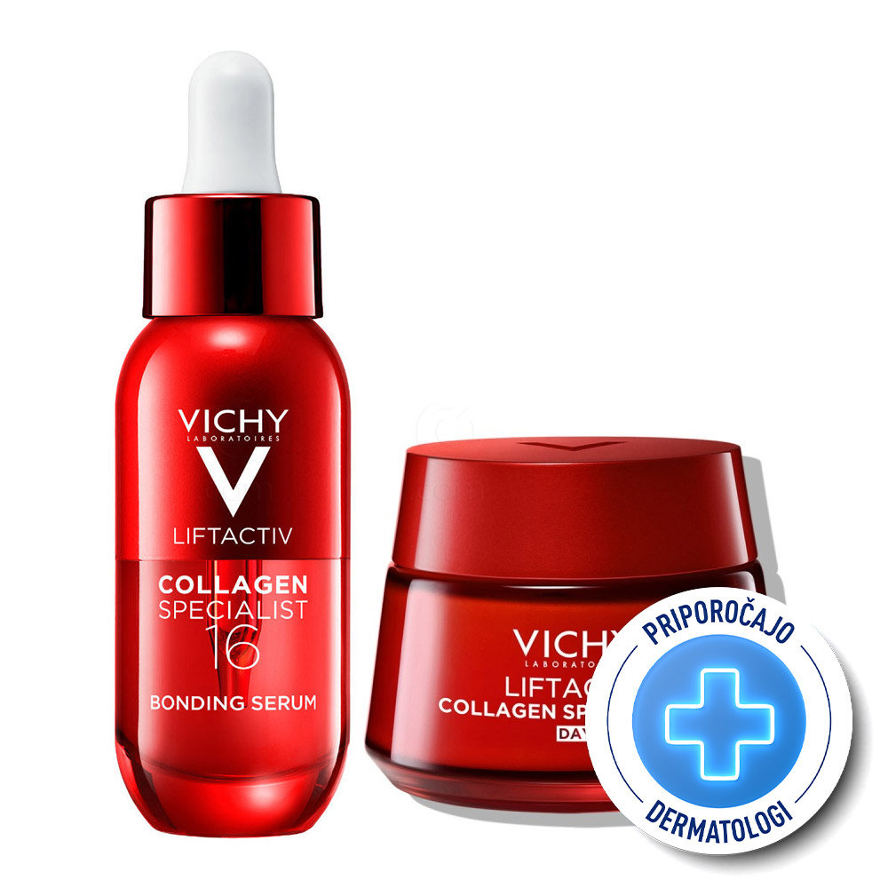 Vichy Liftactiv, protokol proti gubam in za spodbujanje proizvodnje kolagena (30 ml + 50 ml)