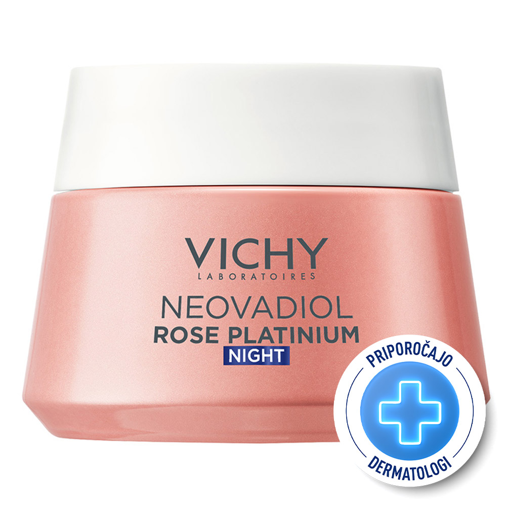 Vichy Neovadiol Rose Platinum, rožnata nočna krema za zapolnitev in poživitev kože (50 ml)