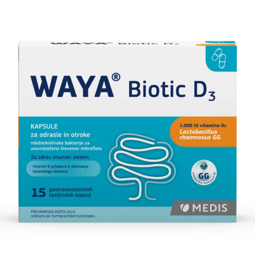 Waya Biotic D3, kapsule za odrasle in otroke (15 kapsul)