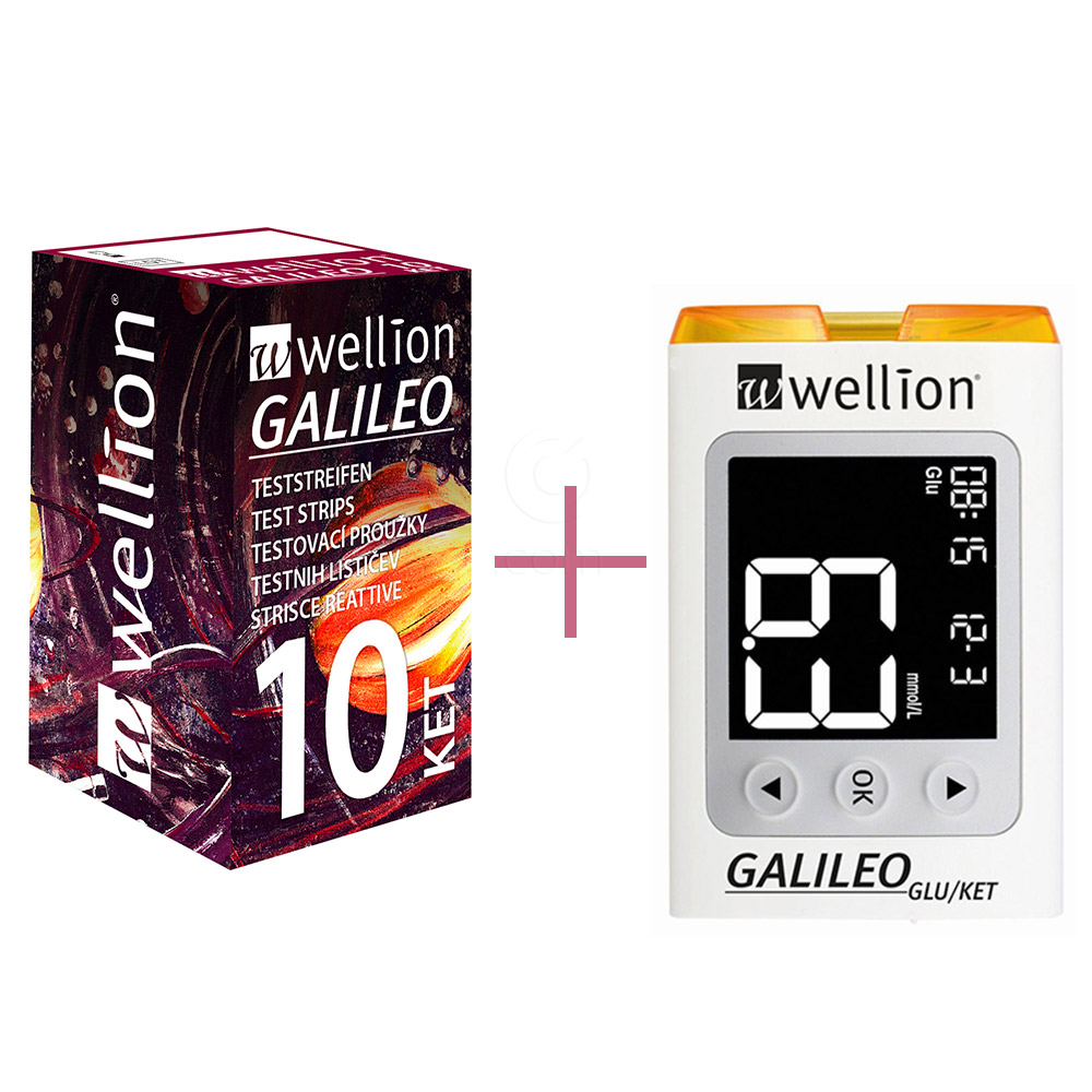 Wellion Galileo, merilni lističi za ketone v kapilarni krvi (10 lističev + Darilo: Merilnik Wellion Galileo)