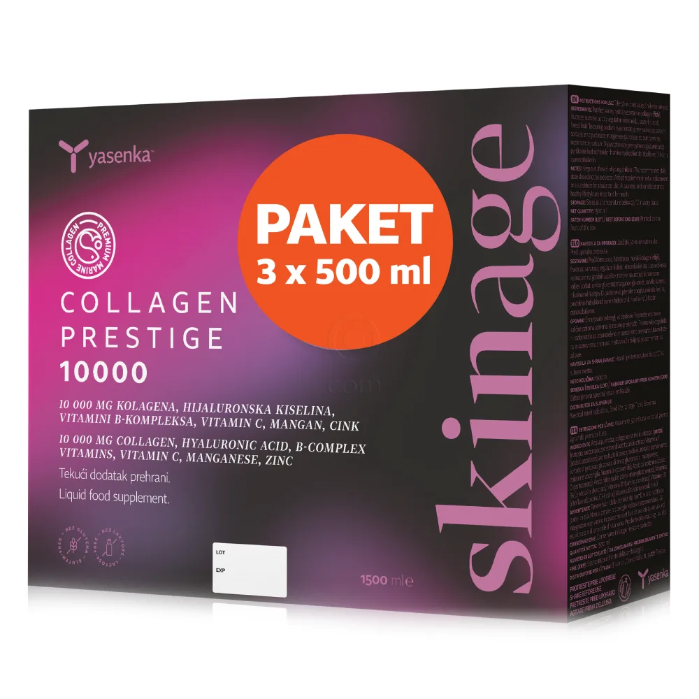 Yasenka Skinage Collagen Prestige 10.000, tekoče prehransko dopolnilo - paket (3 x 500 ml)