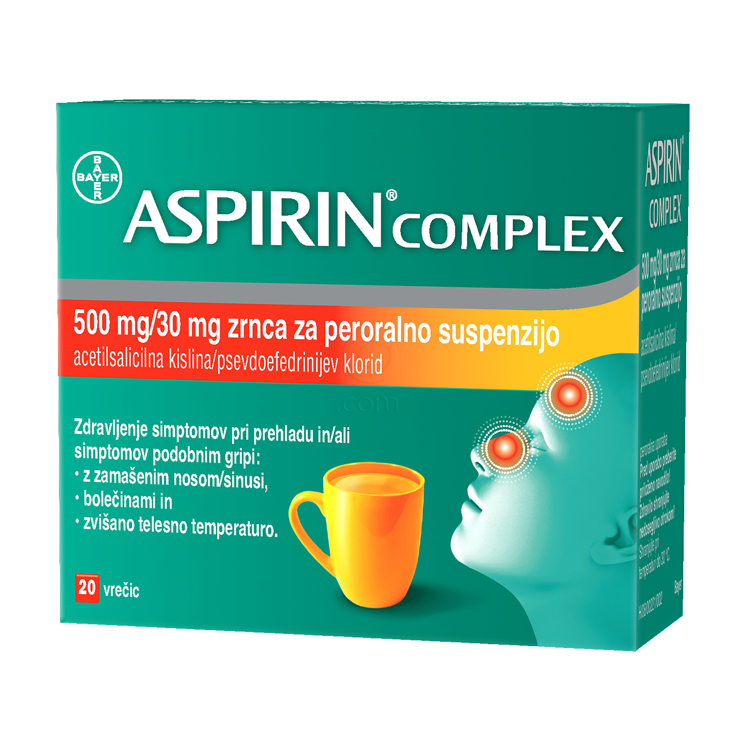 Aspirin Complex 500 mg/30 mg, zrnca za peroralno suspenzijo (20 vrečk)