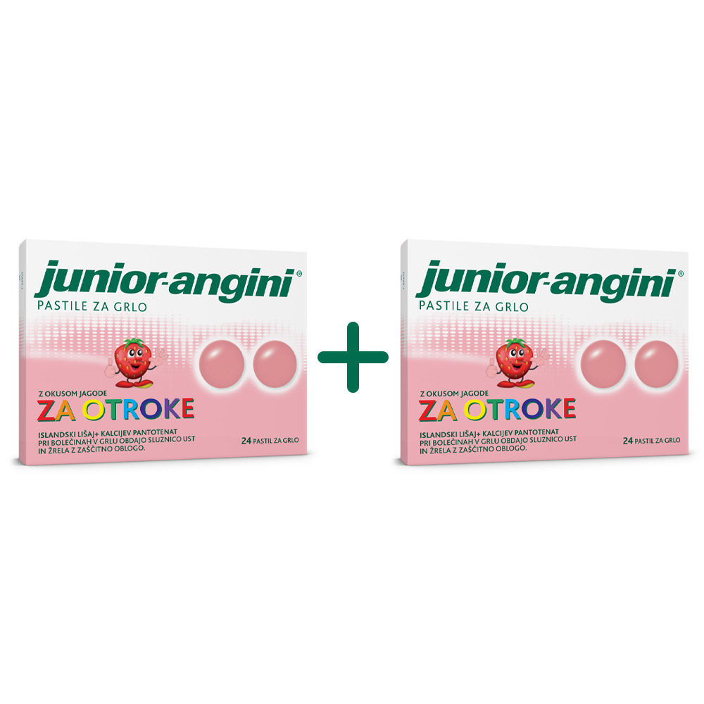 junior-angini, pastile za otroke z okusom jagode (24 pastil)