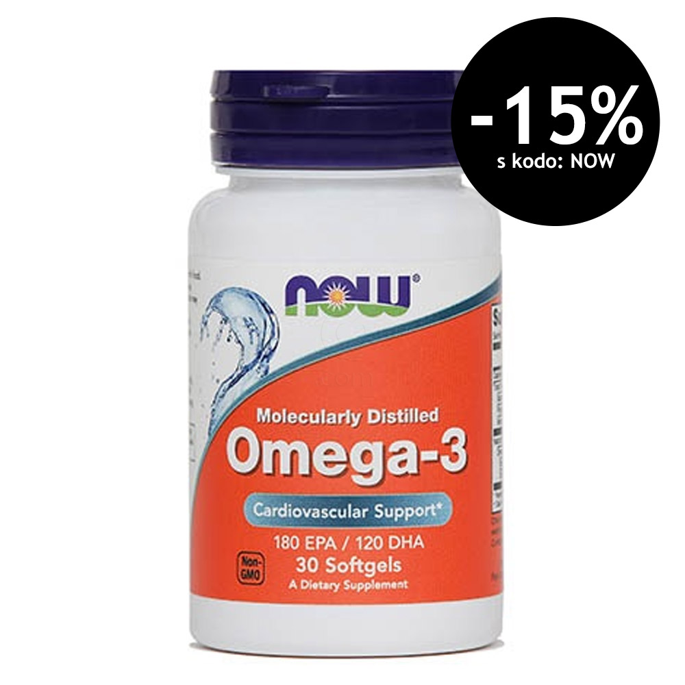 Omega-3 1000 mg NOW, 30 mehkih kapsul