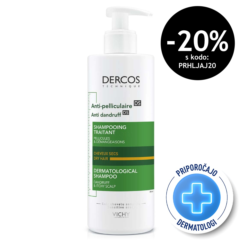 Vichy Dercos, šampon proti prhljaju za suhe lase (390 ml)