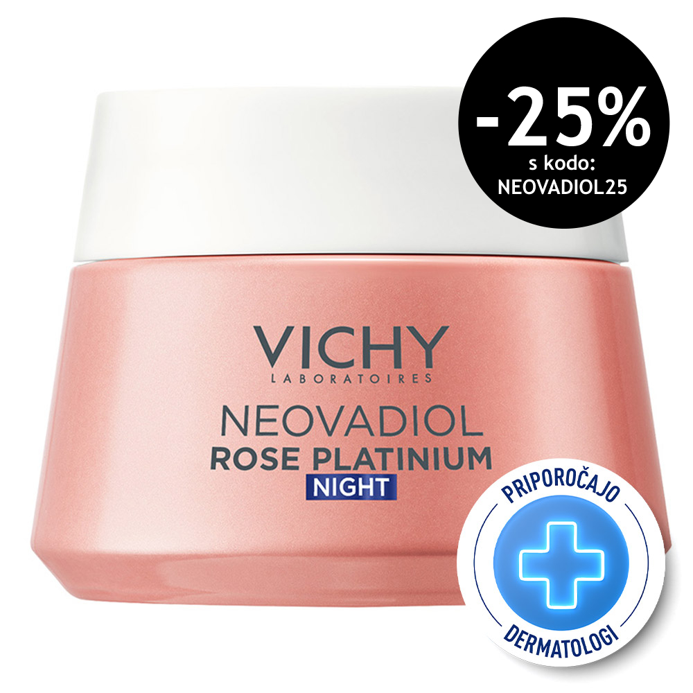 Vichy Neovadiol Rose Platinum, rožnata nočna krema za zapolnitev in poživitev kože (50 ml)