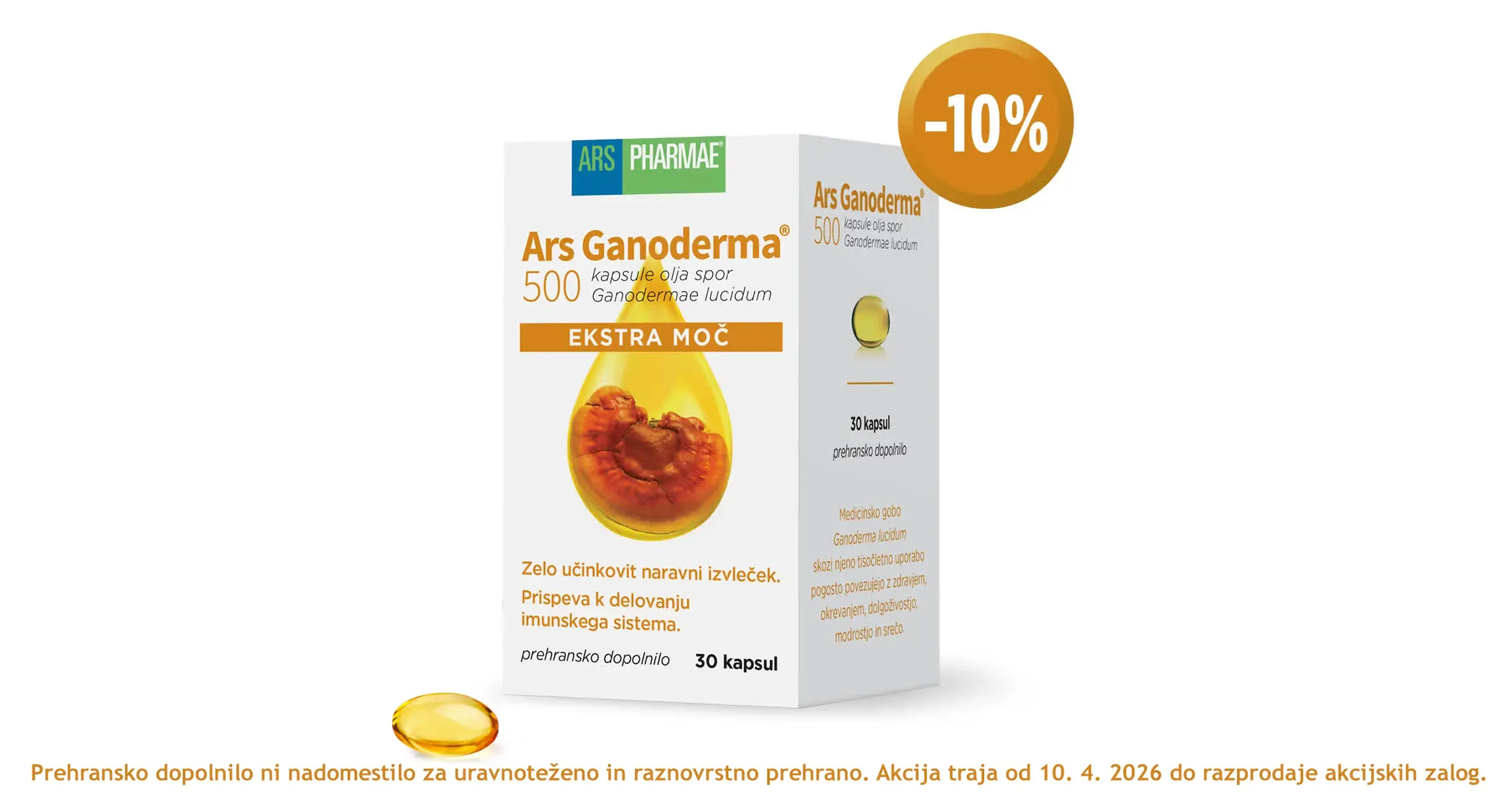Ganoderma 500 Dvojna Moč Ars Pharmae (-10 %)